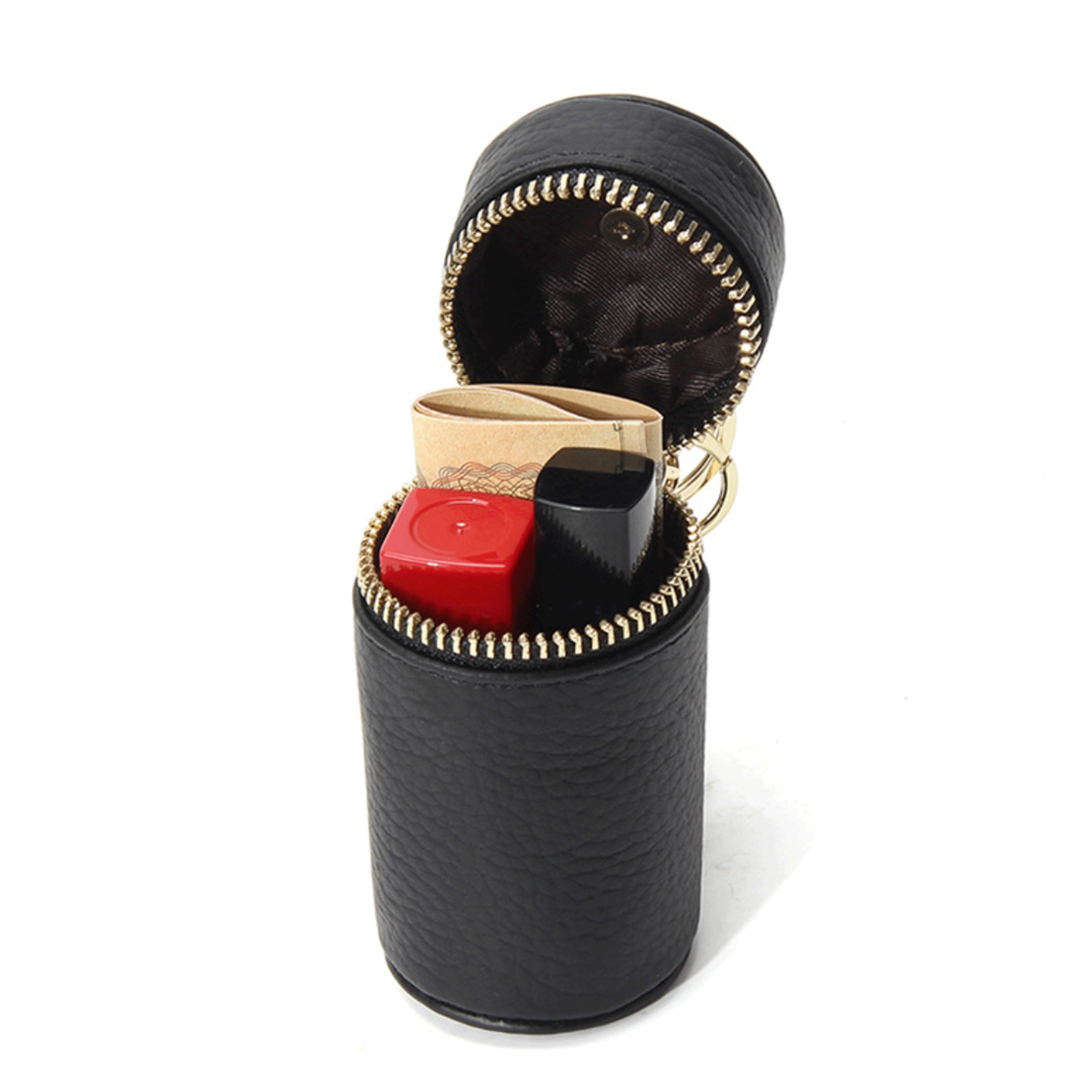 The Cylinder Leather Pouch】スマートに持ち運べるキーリング付き